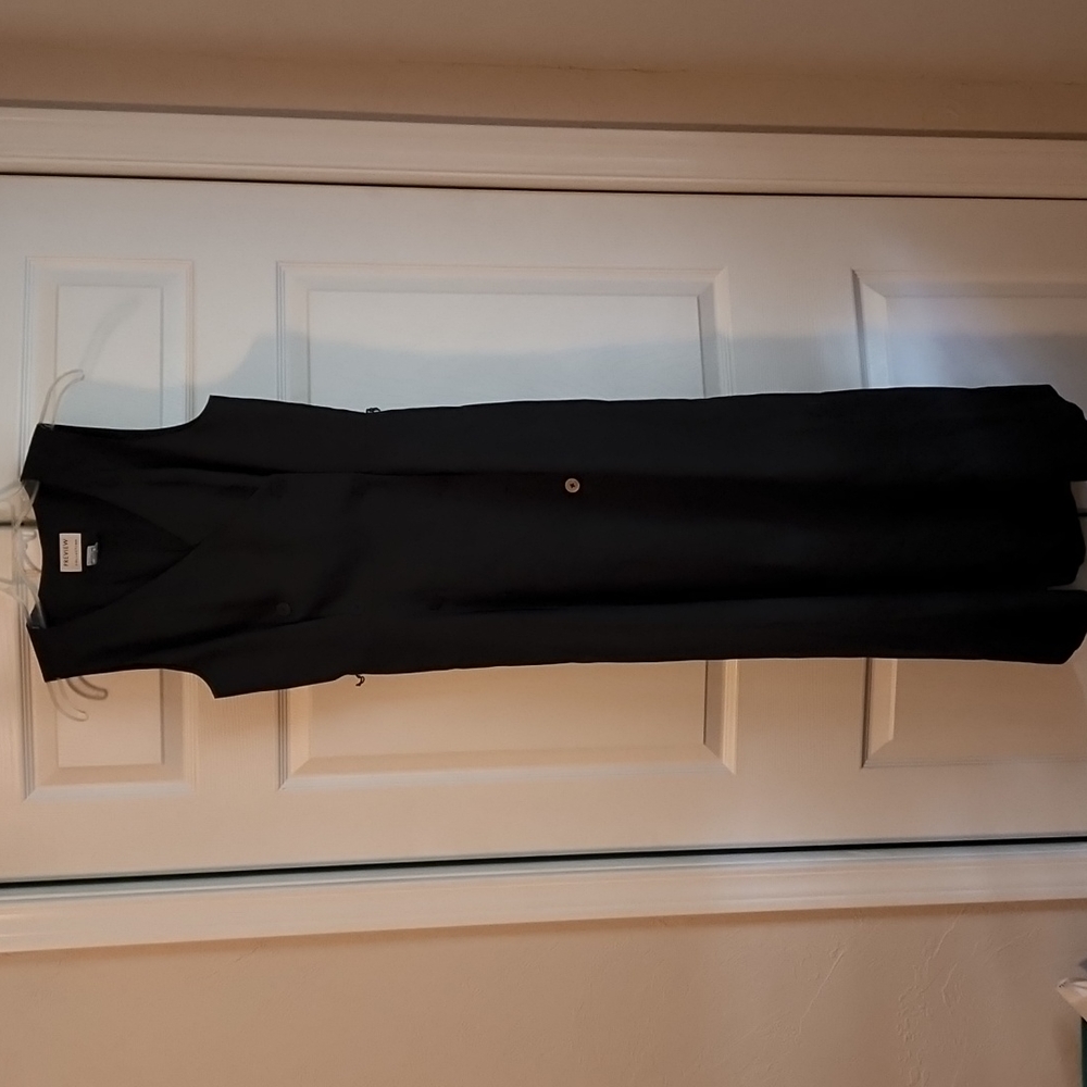 Preview Collection Black Linen Double Button Down Dress Size 4